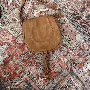 Faux suede crossbody purse